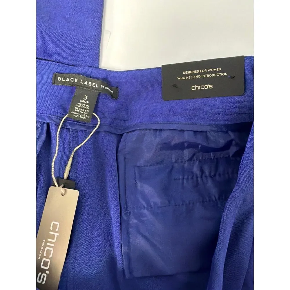 NEW Black Label chico's cropped trouser blue XL